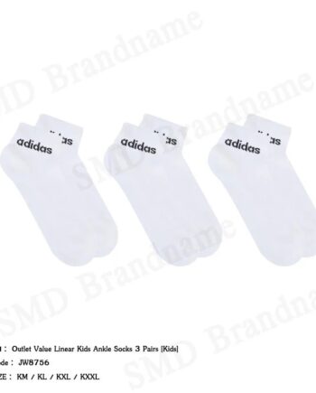 Adidas ถุงเท้า รุ่น Outlet Value Linear Kids Ankle Socks 3 Pairs [Kids] Code: JW8756