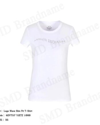 Armani Exchange เสื้อยืดคอกลมผู้หญิง รุ่น Logo Wave Slim Fit T-Shirt Code: 6DYT57 YJETZ 1000