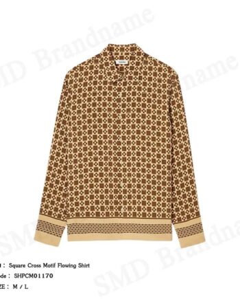 Sandro เสื้อเชิ้ตแขนยาวผู้ชาย รุ่น Square Cross Motif Flowing Shirt Code: SHPCM01170