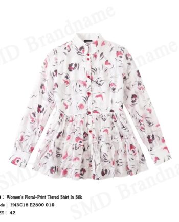 Emporio Armani  เสื้อเชิ้ตแขนยาวผู้หญิง รุ่น Women's Floral-Print Tiered Shirt In Silk Code: H4NC15 E2500 010