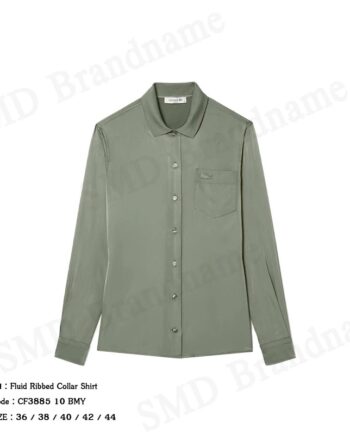 Lacoste เสื้อเชิ้ตแขนยาวผู้หญิง รุ่น Fluid Ribbed Collar Shirt Code: CF3885 10 BMY