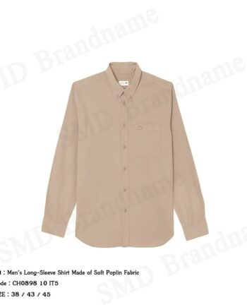 Lacoste เสื้อเชิ้ตแขนยาวผู้ชาย รุ่น Men's Long-Sleeve Shirt Made of Soft Poplin Fabric Code: CH0898 10 IT5