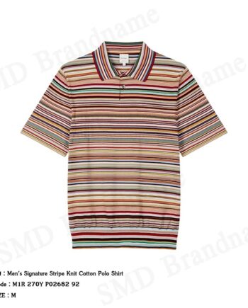 Paul Smith เสื้อโปโลผู้ชาย รุ่น Men's Signature Stripe Knit Cotton Polo Shirt Code: M1R 270Y P02682 92