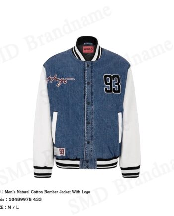 Hugo Boss เสื้อแจ็คเก็ตผู้ชาย รุ่น Men's Natural Cotton Bomber Jacket With Logo Code: 50489978 433