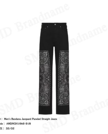 Amiri กางเกงยีนส์ผู้ชาย รุ่น Men's Bandana Jacquard Paneled Straight Jeans Code: AMDNGH1060 018