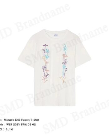 Paul Smith เสื้อยืดคอกลมผู้หญิง รุ่น Women's EMB Flowers T-Shirt  Code: W2R 232V PP5103 02