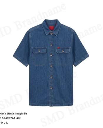 Hugo Boss เสื้อเชิ้ตแขนสั้นผู้ชาย รุ่น Men's Shirt In Straight Fit Code: 50490764 433