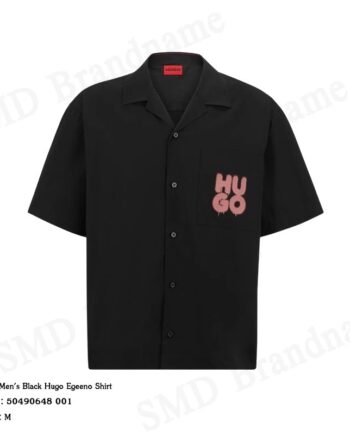Hugo Boss เสื้อเชิ้ตแขนสั้นผู้ชาย รุ่น Men's Black Hugo Egeeno Shirt Code: 50490648 001