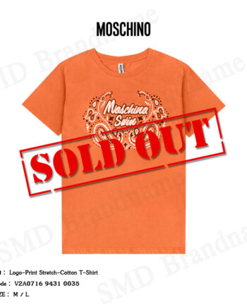 Moschino เสื้อยืดคอกลม รุ่น Logo-Print Stretch-Cotton T-shirt Code : V2A0716 9431 0035