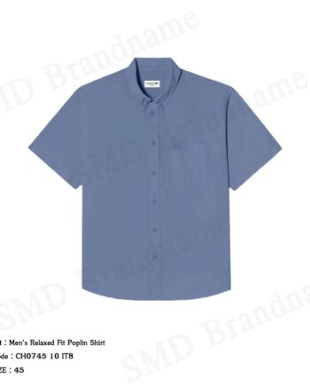 Lacoste เสื้อเชิ้ตแขนสั้นผู้ชาย รุ่น Men's Relaxed Fit Poplin Shirt Code: CH0745 10 IT8