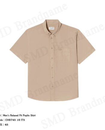 Lacoste เสื้อเชิ้ตแขนสั้นผู้ชาย รุ่น Men's Relaxed Fit Poplin Shirt Code: CH0745 10 IT5