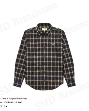Lacoste เสื้อเชิ้ตแขนยาวผู้ชาย รุ่น Men's Jacquard Plaid Shirt Code: CH8406 10 166