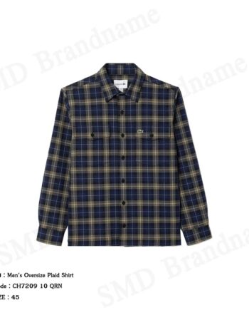Lacoste เสื้อเชิ้ตแขนยาวผู้ชาย รุ่น Men's Oversize Plaid Shirt Code CH7209 10 QRN