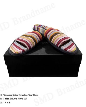Paul Smith รองเท้าลำลองผู้ชาย รุ่น 'Signature Stripe' Towelling 'Dru' Slides Code: M1S DRU04 PRUB 92