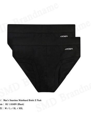 Jockey กางเกงชั้นในผู้ชาย รุ่น Man's Seamless Waistband Briefs 2 Pack Code: KU 1550N (Black)
