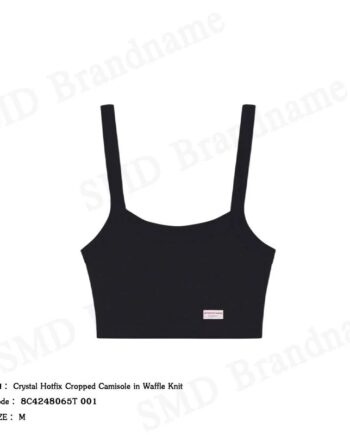 Alexander Wang เสื้อครอปสายเดี่ยวผู้หญิง รุ่น Crystal Hotfix Cropped Camisole in Waffle Knit Code: 8C4248065T 001