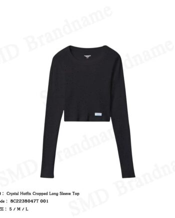 Alexander Wang เสื้อครอปผู้หญิง รุ่น Crystal Hotfix Cropped Long Sleeve Top Code: 8C2238047T 001