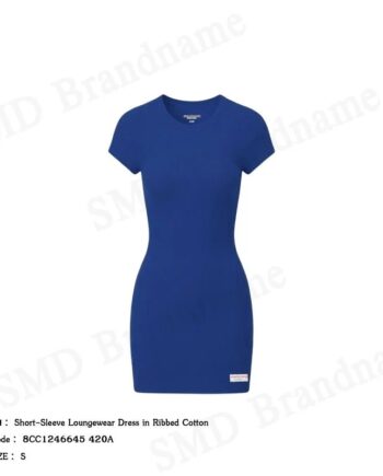 Alexander Wang ชุดเดรสผู้หญิง รุ่น Short-Sleeve Loungewear Dress in Ribbed Cotton Code: 8CC1246645 420A