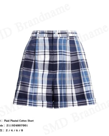 Polo Ralph Lauren กางเกงขาสั้นผู้หญิง รุ่น Plaid Pleated Cotton Short Code: 211924807001