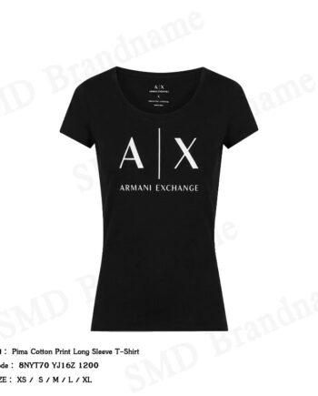 Armani Exchange เสื้อยืดคอกลมผู้หญิง รุ่น Pima Cotton Print Long Sleeve T-Shirt Code: 8NYT70 YJ16Z 1200