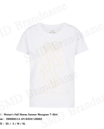 Armani Exchange เสื้อยืดคอกลมผู้หญิง รุ่น Women's Half Sleeves Summer Monogram T-Shirt Code: XW000515 AF10359 U0002
