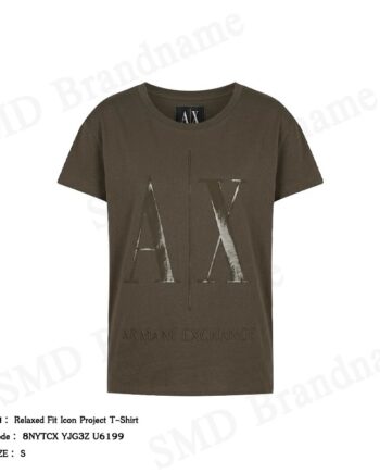 Armani Exchange เสื้อยืดคอกลมผู้หญิง รุ่น Relaxed Fit Icon Project T-Shirt Code: 8NYTCX YJG3Z U6199