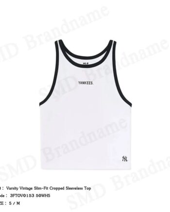MLB เสื้อกล้ามผู้หญิง รุ่น Varsity Vintage Slim-Fit Cropped Sleeveless Top Code: 3FTOV0153 50WHS