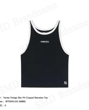 MLB เสื้อกล้ามผู้หญิง รุ่น Varsity Vintage Slim-Fit Cropped Sleeveless Top Code: 3FTOV0153 50BKS