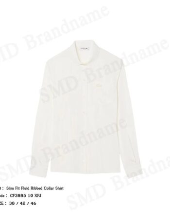 Lacoste เสื้อเชิ้ตแขนยาวผู้หญิง รุ่น Slim Fit Fluid Ribbed Collar Shirt Code: CF3885 10 XFJ