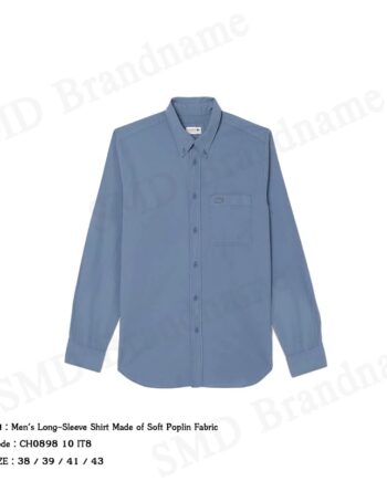 Lacoste เสื้อเชิ้ตแขนยาวผู้ชาย รุ่น Men's Long-Sleeve Shirt Made of Soft Poplin Fabric Code: CH0898 10 IT8