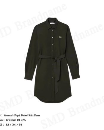 Lacoste ชุดเดรสผู้หญิง รุ่น Women's Piqué Belted Shirt Dress Code: EF3263 10 L7A