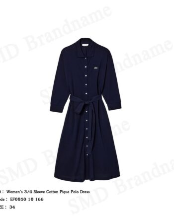 Lacoste ชุดเดรสโปโลผู้หญิง รุ่น Women's 3/4 Sleeve Cotton Pique Polo Dress Code: EF0850 10 166