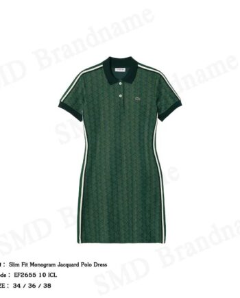 Lacoste ชุดเดรสผู้หญิง รุ่น Slim Fit Monogram Jacquard Polo Dress Code: EF2655 10 ICL