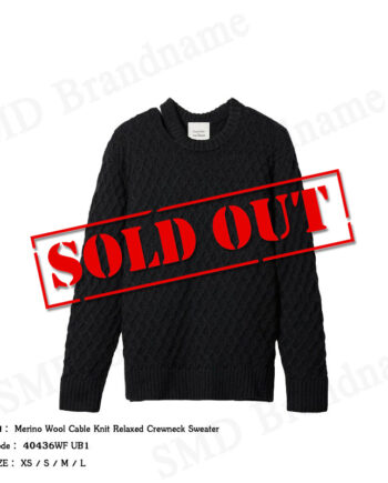 Calvin Klein เสื้อไหมพรมผู้หญิง รุ่น Merino Wool Cable Knit Relaxed Crewneck Sweater Code: 40436WF UB1