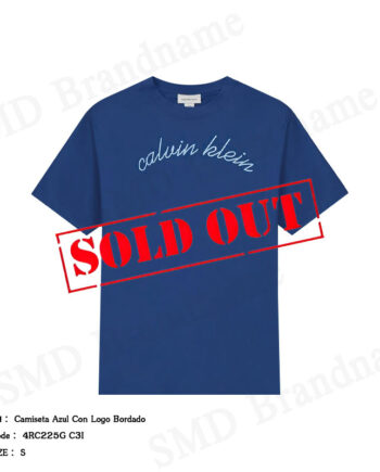 Calvin Klein Jeans เสื้อยืดคอกลมผู้ชาย รุ่น Camiseta Azul Con Logo Bordado Code: 4RC225G C3I