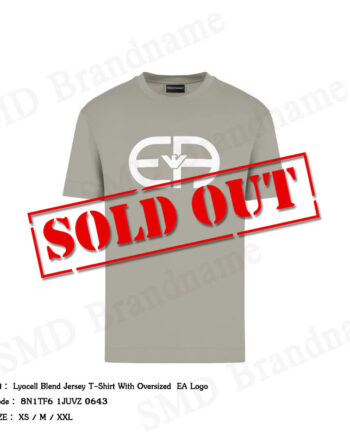 Emporio Armani เสื้อยืดคอกลมผู้ชาย รุ่น Lyocell Blend Jersey T-Shirt With Oversized  EA Logo Code: 8N1TF6 1JUVZ 0643