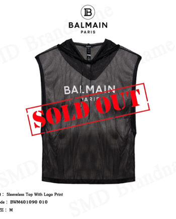 Balmain เสื้อแขนกุด รุ่น Sleeveless Top With Logo Print Code: BWM401090 010