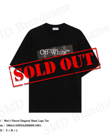 Off-White เสื้อยืดคอกลมผู้ชาย รุ่น Men's Flannel Diagonal Skate Logo Tee Code: OMAA120F25JER00N1001