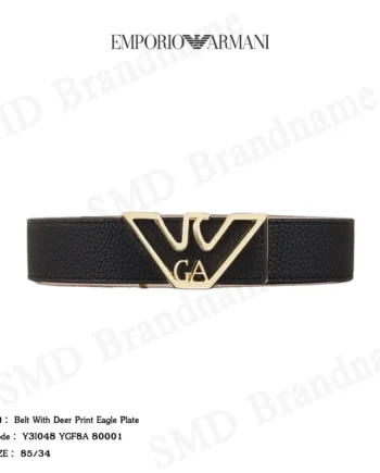 Emporio Armani เข็มขัด รุ่น Belt With Deer Print Eagle Plate Code: Y3I048 YGF8A 8001