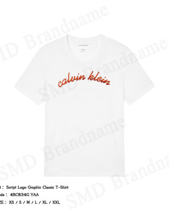 Calvin Klein Jeans เสื้อยืดคอกลมผู้ชาย รุ่น Script Logo Graphic Classic T-Shirt Code: 4RC834G YAA