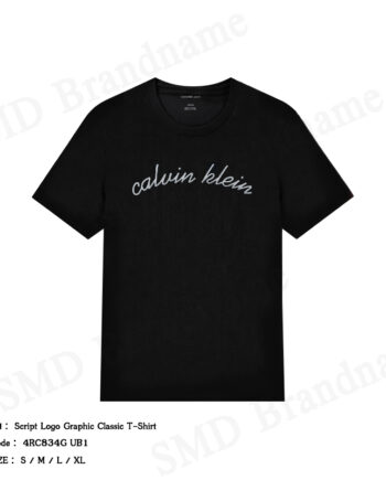 Calvin Klein Jeans เสื้อยืดคอกลมผู้ชาย รุ่น Script Logo Graphic Classic T-Shirt Code: 4RC834G UB1
