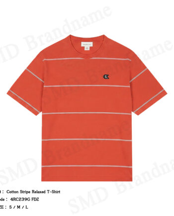 Calvin Klein Jeans เสื้อยืดคอกลมผู้ชาย รุ่น Cotton Stripe Relaxed T-Shirt Code: 4RC239G FDZ