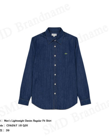 Lacoste เสื้อเชิ้ตแขนยาวผู้ชาย รุ่น Men's Lightweight Denim Regular Fit Shirt Code: CH6267 10 QJH