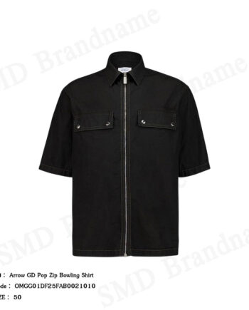 Off-White เสื้อเชิ้ตแขนสั้นผู้ชาย รุ่น Arrow GD Pop Zip Bowling Shirt Code: OMGG01DF25FAB0021010