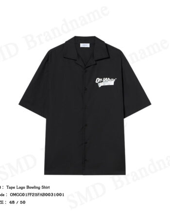 Off-White เสื้อเชิ้ตแขนสั้นผู้ชาย รุ่น Tape Logo Bowling Shirt Code: OMGG01FF25FAB0031001