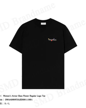 Off-White เสื้อยืดคอกลมผู้หญิง รุ่น Women's Arrow Glass Flower Regular Logo Tee Code: OWAA089F25JER0011001