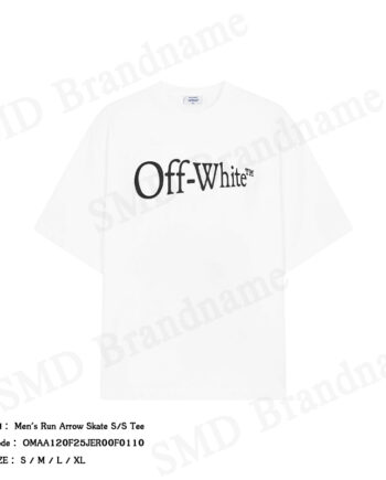 Off-White เสื้อยืดคอกลมผู้ชาย รุ่น Men's Run Arrow Skate S/S Tee Code: OMAA120F25JER00F0110