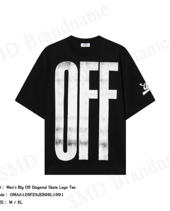 Off-White เสื้อยืดคอกลมผู้ชาย รุ่น Men's Big Off Diagonal Skate Logo Tee Code: OMAA120F25JER00L1001