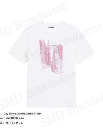 Calvin Klein Jeans เสื้อยืดคอกลมผู้หญิง รุ่น City Sketch Graphic Classic T-Shirt Code: 47C802G YAA