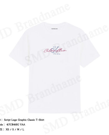 Calvin Klein Jeans เสื้อยืดคอกลมผู้หญิง รุ่น Script Logo Graphic Classic T-Shirt Code: 47C840G YAA